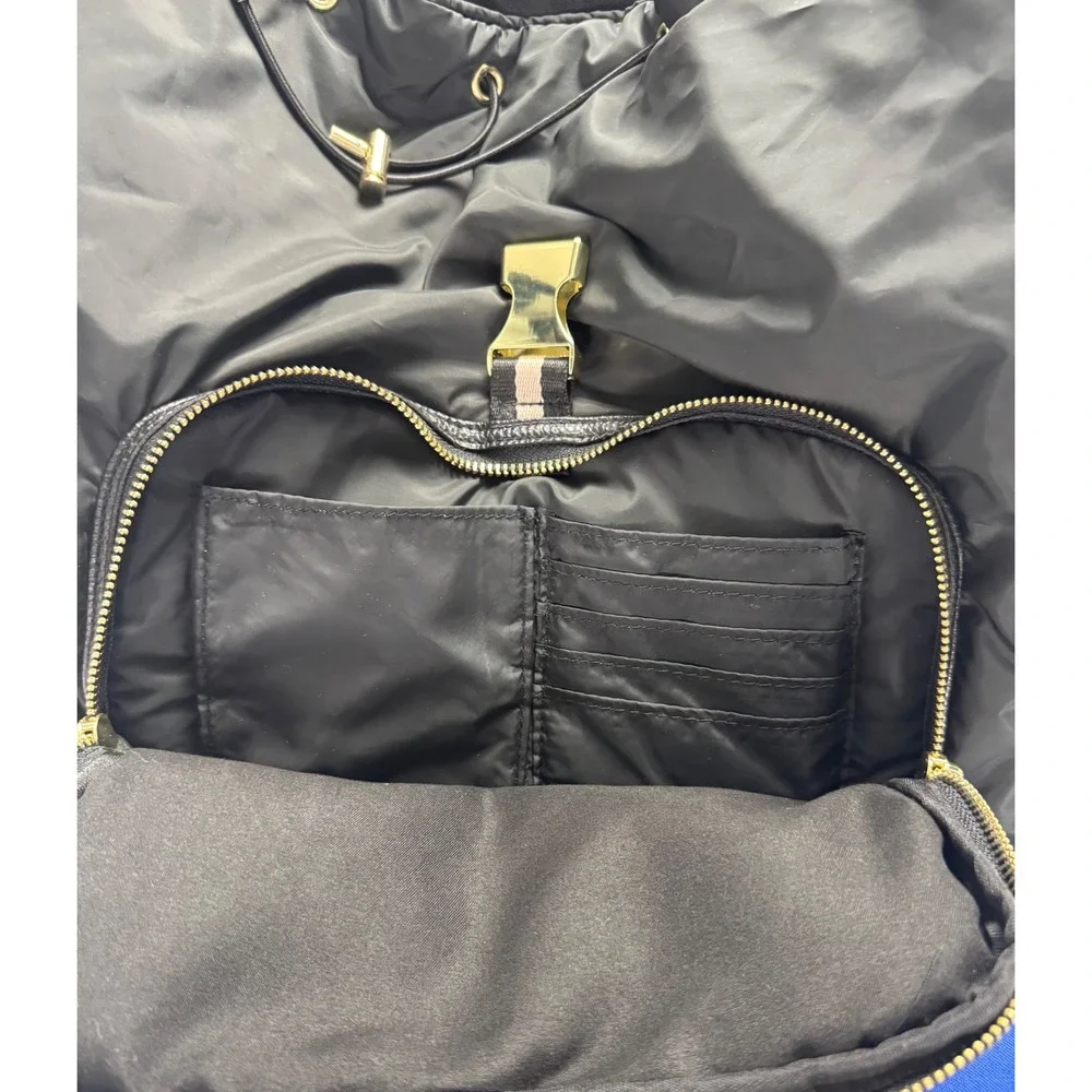 Tommy Bahama Black Nylon Puffer Backpack Gold Buckle‎ Quilted Travel Bag